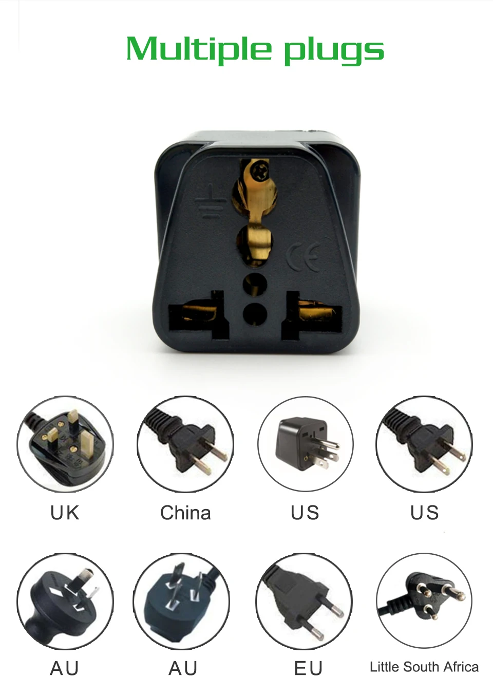 Multifunctional Universal EU US AU to UK Plugs Adapter EUR to UK Electrical  Power Converter Plug 3 Pin Socket Travel Adaptor (5)