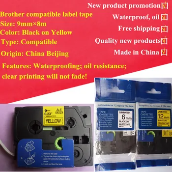 

10PCS high quality Black on Yellow Label Tape Mixed TZe-621 TZ-621 handmade label Compatible AZ2-621 For P Touch Printer