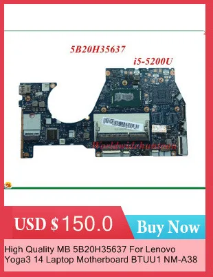 Perfect Classy Laptop Motherboard For Lenovo Yoga3 14 Motherboard SR23W i7-5500U BTUU1 NM-A381 100% Fully Tested 2