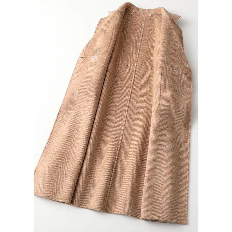 Beste Hoge kwaliteit dubbele geconfronteerd kasjmier jas vrouwen lange trenchcoat 2019 nieuwe wol blends bovenkleding vrouwelijke winter wollen windscherm