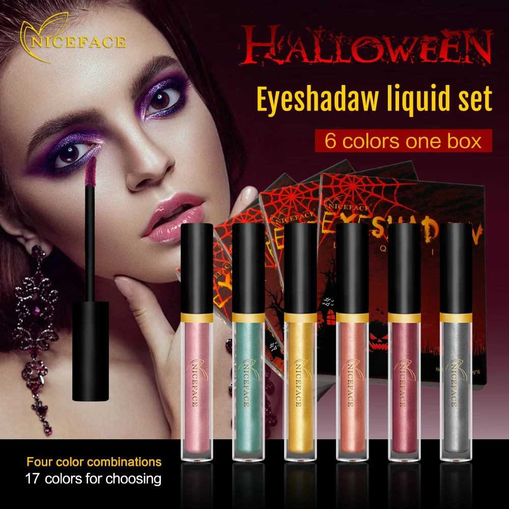 niceface 6pcsset makeup eyeshadow for halloween style cosplay waterproof glitter liquid metallic smoky eye - Eyeshadow For Halloween niceface 6pcsset makeup eyeshadow for halloween style cosplay waterproof glitter liquid metallic smoky eye - Eyeshadow For Halloween