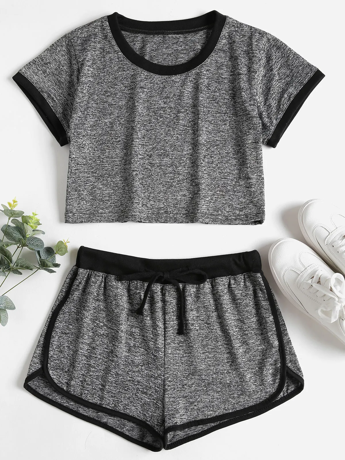 ZAFUL Контрастные Обязательные шорты Спортивный костюм Женский комплект Summer Skinny