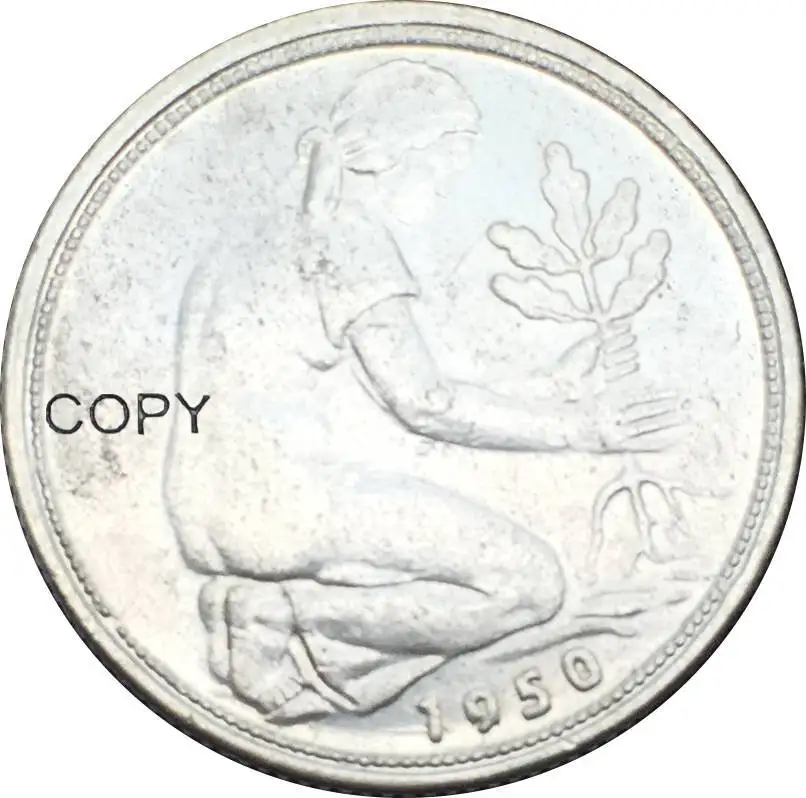 

1950 F G J D 50 GERMAN PFENNIG Brass Nickel Plated Copy Coin Can Choose The Different Color Can Custom