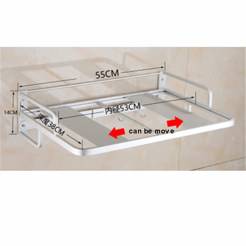 Solid Aluminum Alloy 2 Layer Kitchen Shelf Rack Support Frame Microwave Oven Wall Mount Shelf Bracket Silver Load weight 150kg