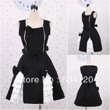 V-1222 Schwarz baumwolle Süße Schule Lolita Kleid/viktorianischen kleid Cocktailkleid/halloween-kostüm US6-26 XS-6XL