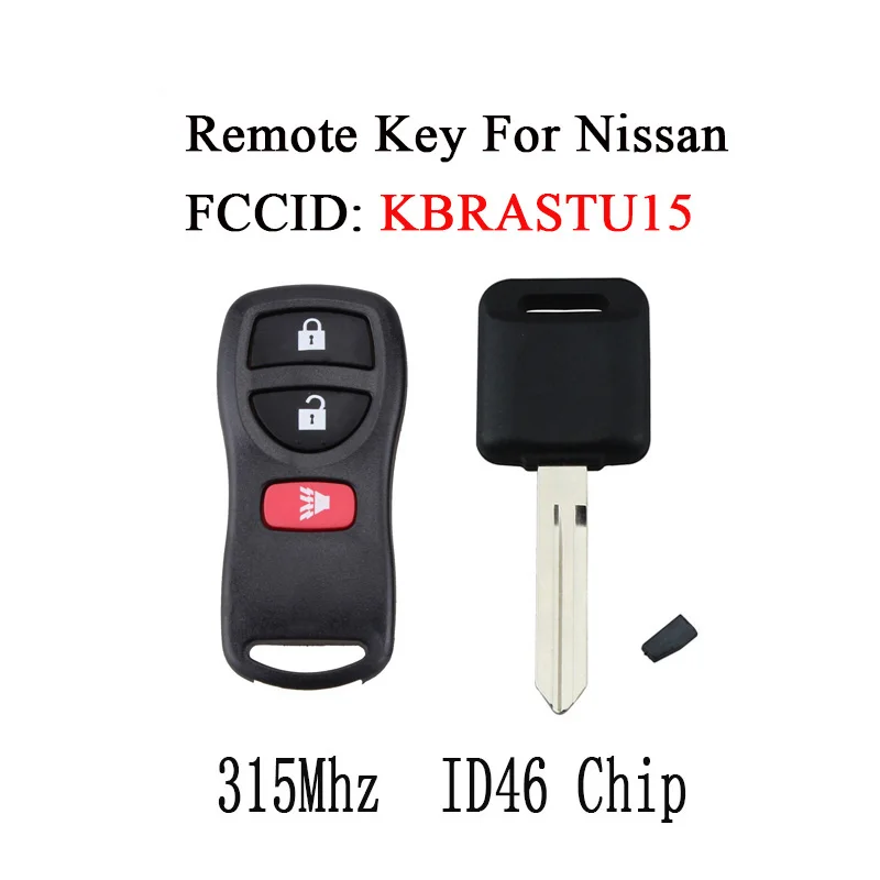 2Pcs* 3 Button Remote Control Car Key Fob KBRASTU15 For Nissan Versa