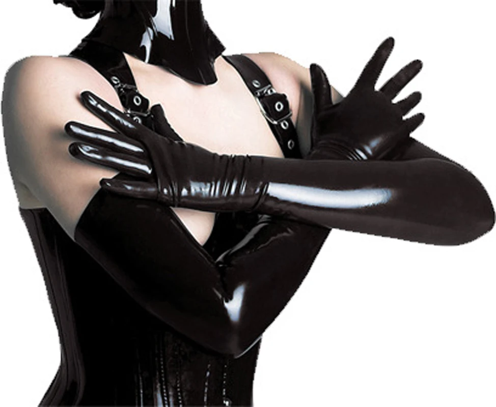 Shiny latex gloves Internet enabled vibrator