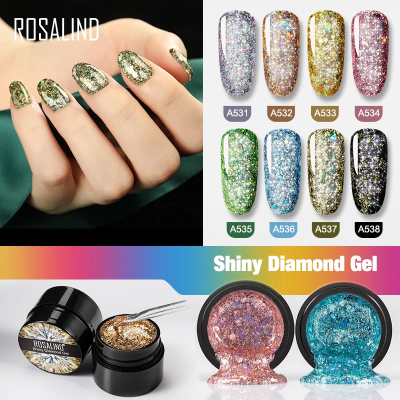 

ROSALIND Gel Nail Polish Painting UV Hybrid Varnishes Semi Permanent Foundation Primer For Manicure Shiny Diamond Gel Nail Art