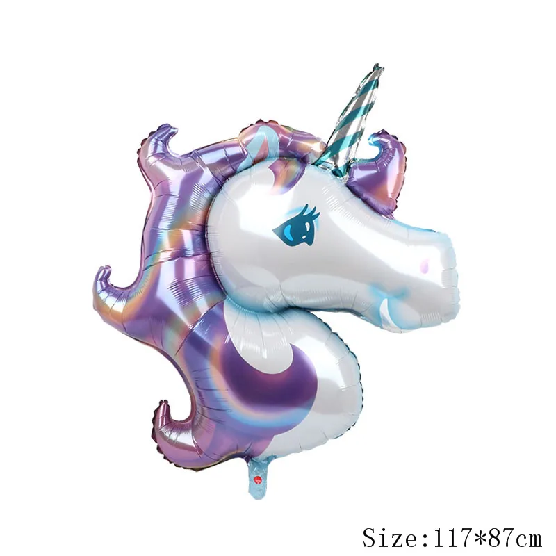 1 шт. большой лазерный Единорог шары материал Радуга лошадь воздушный шар из фольги ребенок день рождения свадьба мячики для детей, игрушки - Цвет: Purple Unicorn