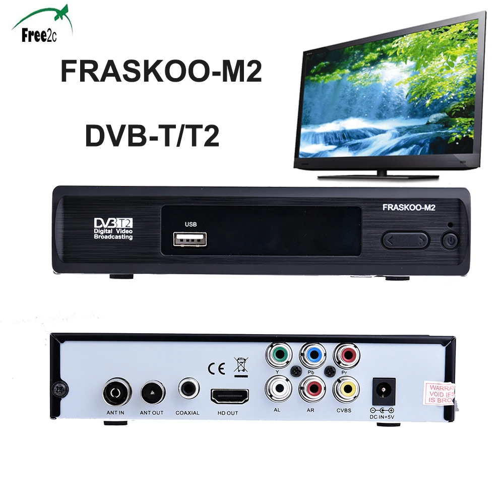 

FRASKOO M2 DVB-T/T2 Full HD 1080P hd Digital Terrestrial TV Receiver H.264 Set-top Box EPG PVR Function Via USB 2.0