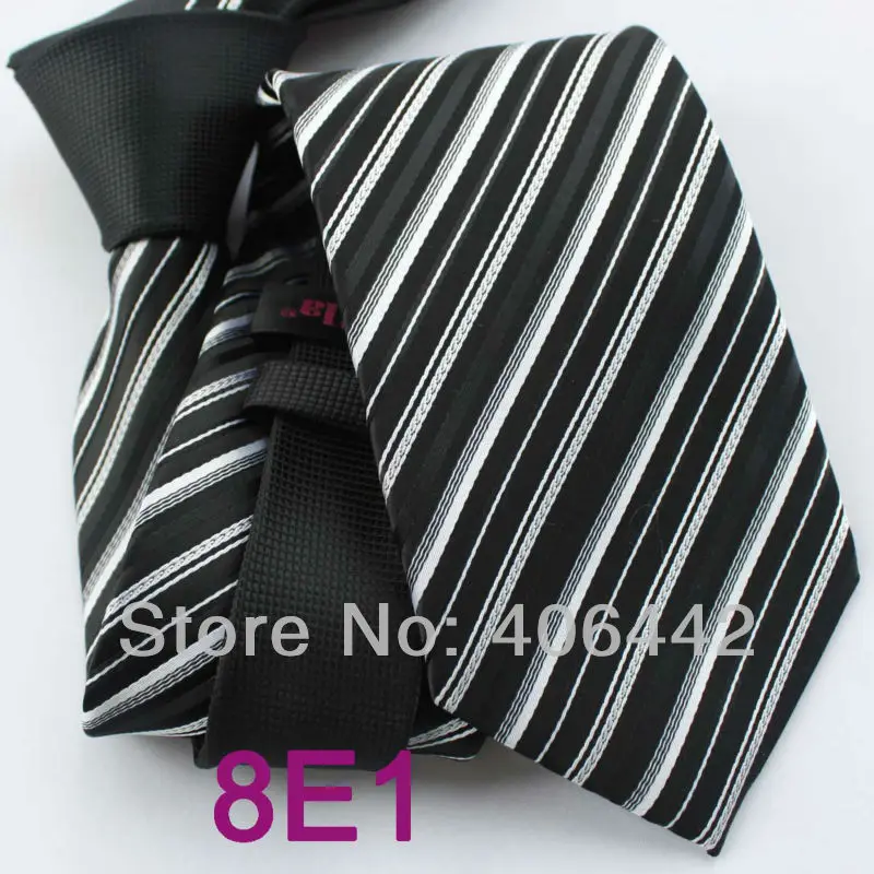 Coachella Мужские галстуки черный Узел контрастный черный с белыми полосками нормальный тканый галстук в деловом стиле для платья рубашки Свадебные
