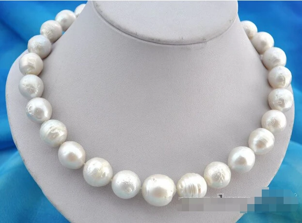 

fastAttractive 17" 14mm round white reborn keshi pearl necklace (A0513)