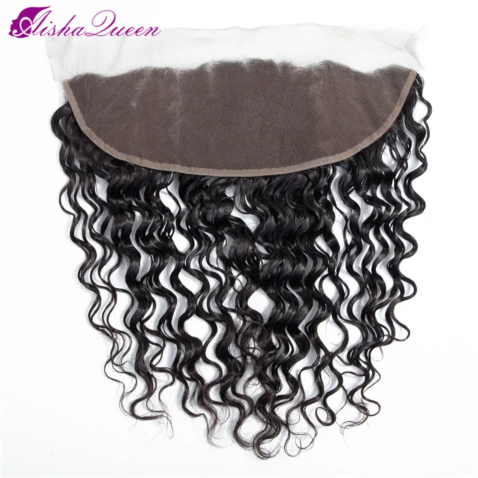 Aisha Queen Deep Wave Frontal Closure Pre Plucked Peruvian Non Remy Human Hair Frontal 13x4 Lace Frontal Closure With Baby Hair