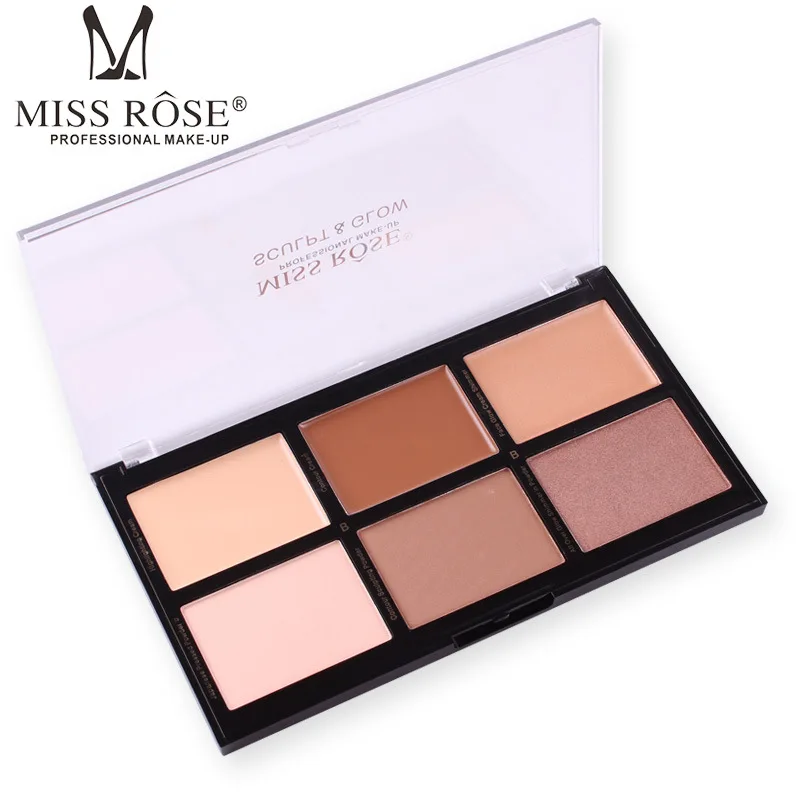 

MISS ROSE Highlighter Palette Shimmer Bronzer Face Contouring Ceam Face Glow Makeup Kit Waterproof Natural Brightening Cosmetics