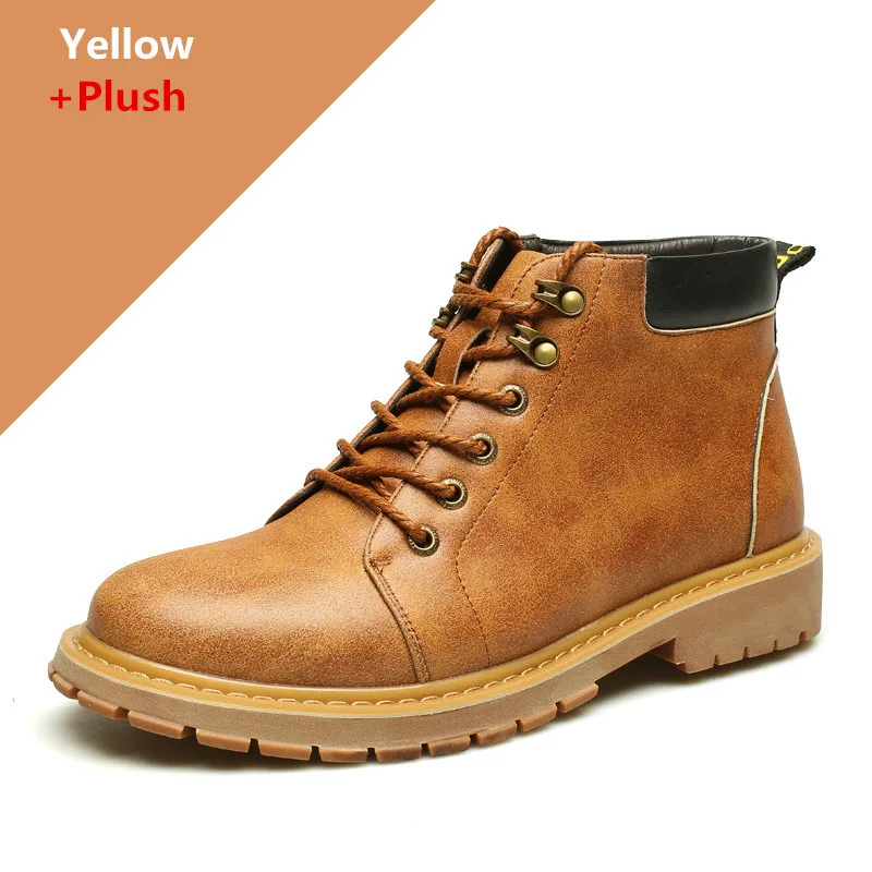 QIYHONG/винтажные мужские ботинки на шнуровке, осенние кожаные ботинки, мужские непромокаемые рабочие Зимние ботильоны, повседневная обувь, Botas - Цвет: 3