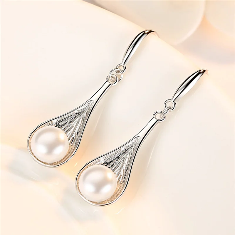 Classic 925 sterling silver Pearl Stud Earring Sweet Earrings For Women Prom korea Jewelry kolczyki oorbellen pendientes