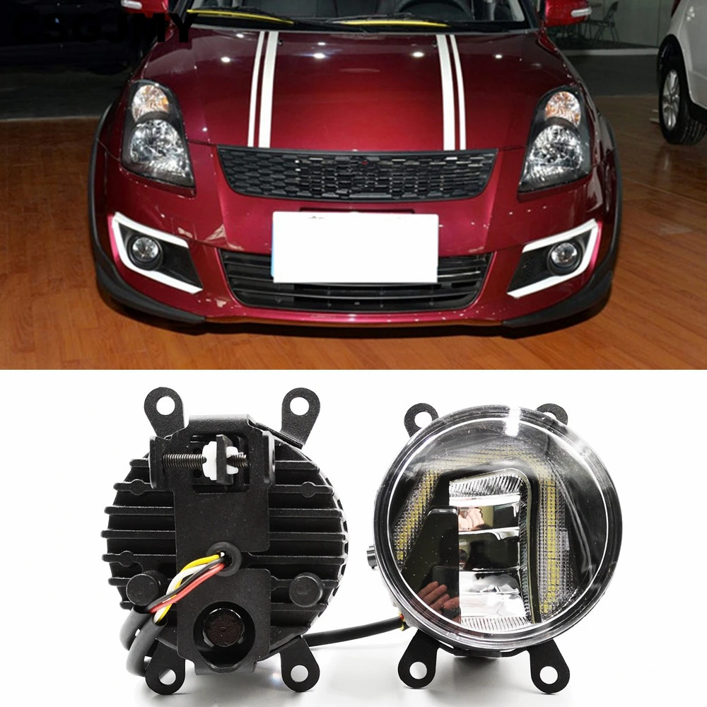 

3-IN-1 Functions Auto LED For Suzuki Swift 2005 - 2017 2018 DRL Daytime Running Light Car Projector Fog Lamp with yellow signal