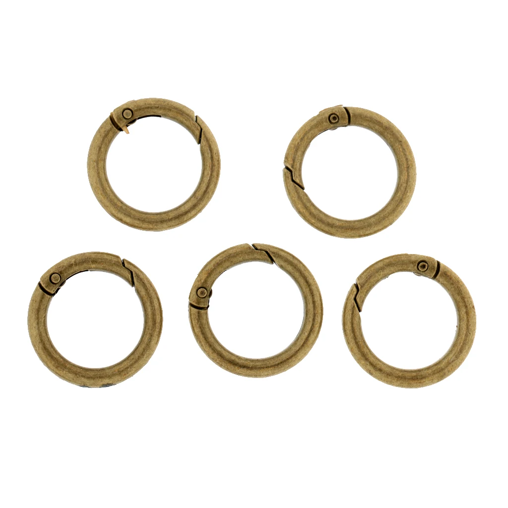 5Pcs O-Ring Carabiners Metal Round Circle Carabiner Spring Snap Clips Hook Keyring Backpack Buckle Handbags