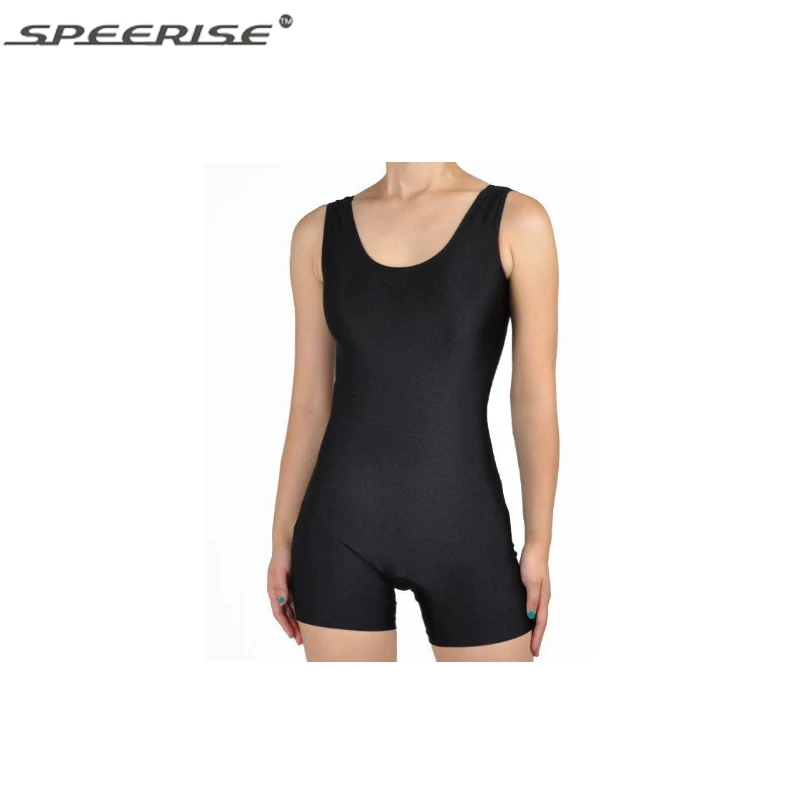 Free Shipping Womens Sleeveless Spandex Lycra Boy Short Tank Unitard