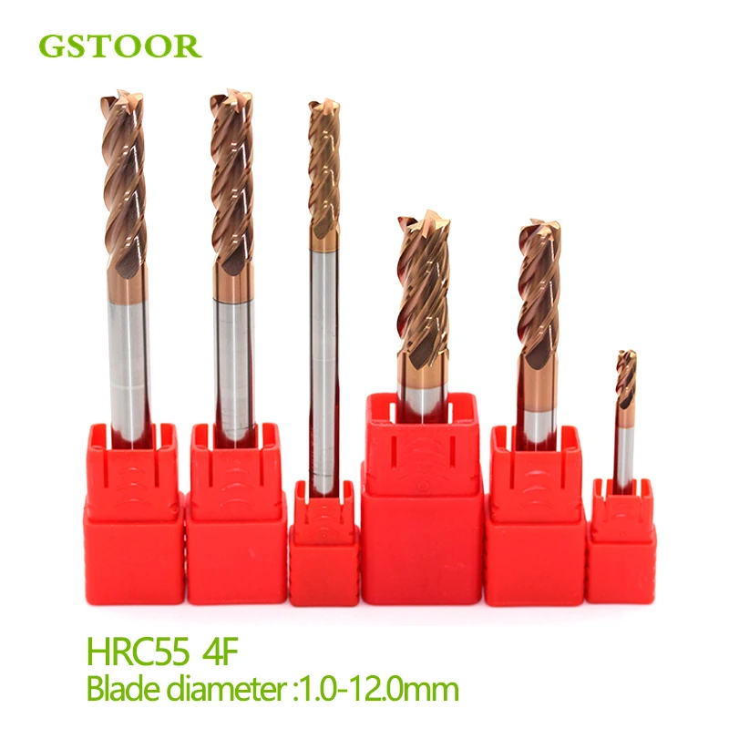 

End Mill HRC55 4mm 6mm 8mm 12mm Alloy Carbide Milling Tungsten Steel Milling Cutter 4 Flute End Mill