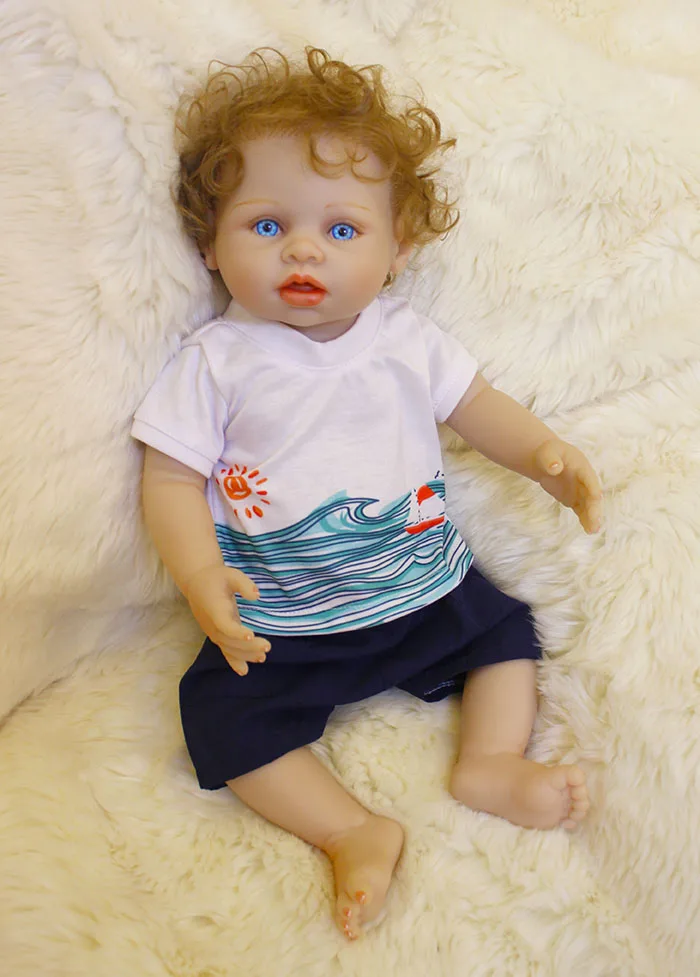 Короткие волосы 2" кукла с очаровательными голубыми глазами мальчик кукла полное тело силиконовые виниловые реалистичные детские Bonecas девочка ребенок Bebe Reborn