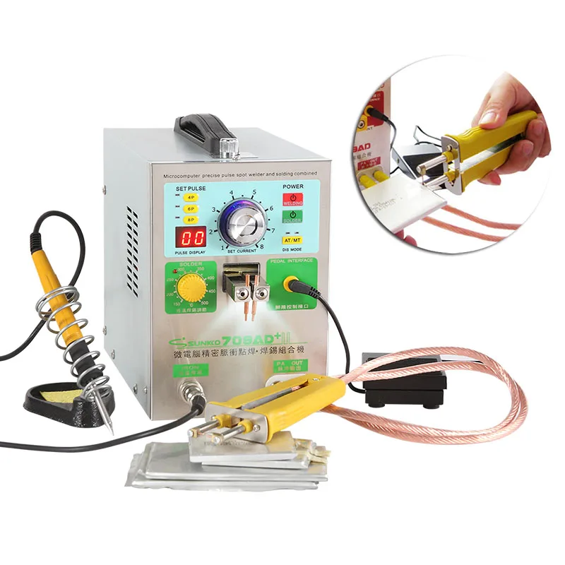 

4 IN1 Double LED Moveable Mig Pulse Battery Spot Welder Sunkko 709AD with 71B Welding Pen for Welding different Nickle Material