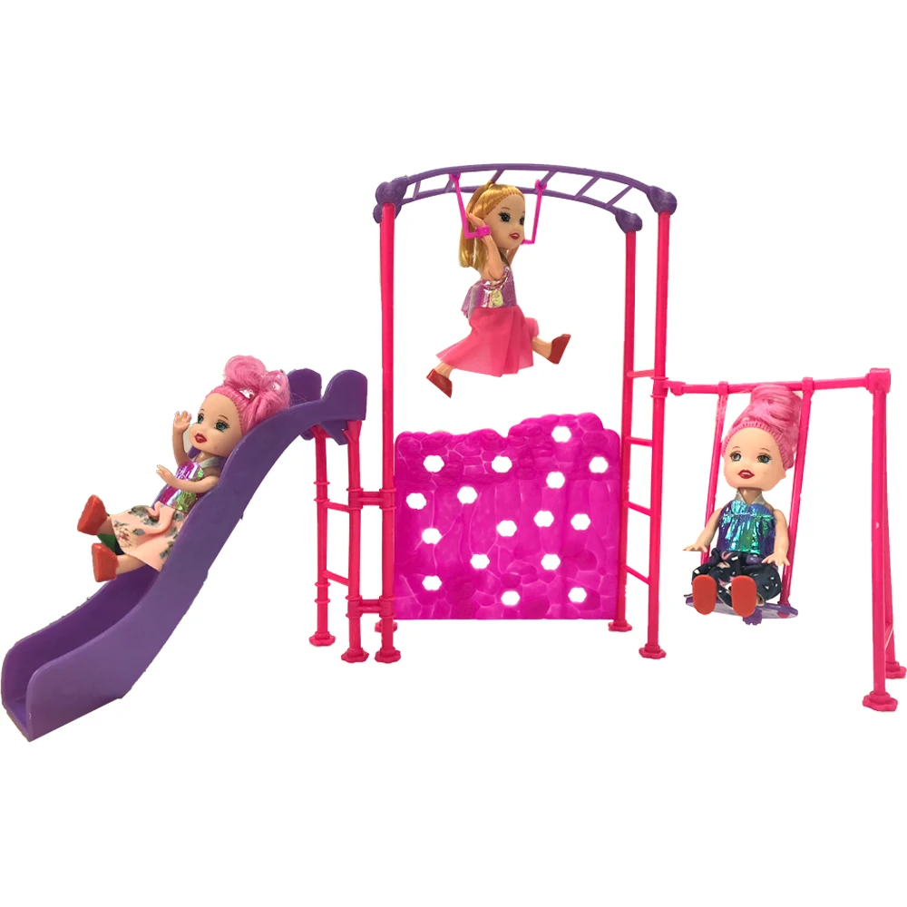 

NK One Set Doll Accessories Park Slide swing Toys Amusement Devices For Barbie 1/6 Doll's Kindergarten girl play house DZ