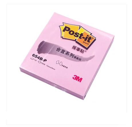 3M post-it 100 страниц в блокноте 654B-P цвета извлечения липкая бумага для заметок с надписью Post-it 4 блокнота/упаковка - Цвет: Розовый