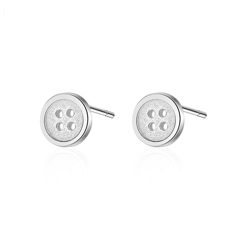 

925 Sterling Silver Cute Personalized Button Earrings for Women ,Pendientes Brincos Boucle d'oreille femme 2017 Oorbellen Aretes