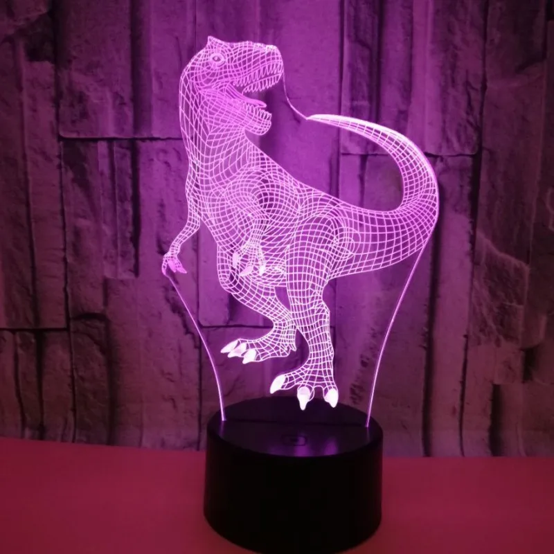 Красочная сенсорная 3d лампа Иллюзия светодиодный ночной Светильник USB динозавр атмосфера настольная лампа для детей подарок для детей прикроватная Спальня