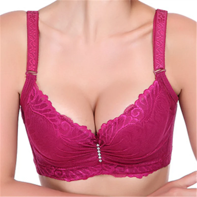 

Sexy Lace Bras For Women Plus Size Push Up Lingerie Bralette Brassiere Underwear Intimate Thick Adjustable Bra Thin B Cup 2018
