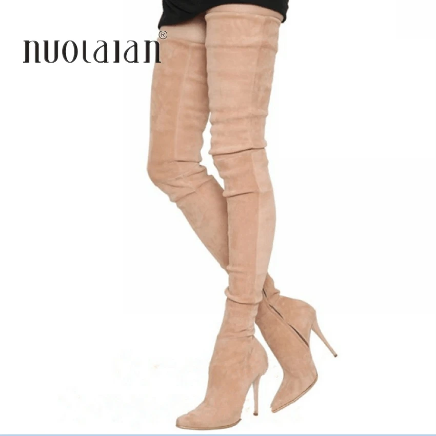 2018 Brand Stretch Suede Leather Thigh High Heels boots Women Winter Boots Stiletto Heels Sexy Over the Knee Boots Female Shoes 2018 Brand Stretch Suede Leather Thigh High Heels boots Women Winter Boots Stiletto Heels Sexy Over the Knee Boots Female Shoes