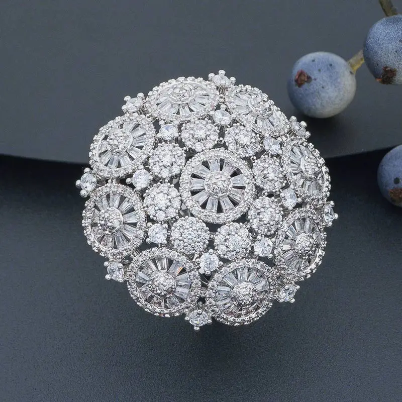 ModemAngel нежный цветок AAA кубический цирконий серебряный цвет 3 тона кольцо ювелирные изделия для женщин подарок на помолвку или на свадьбу - Цвет основного камня: Белый