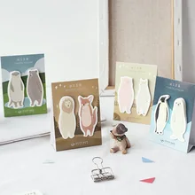 4 pièces debout royaume pense-bête mignon animal pingouin renard Lion mémo bloc-notes autocollant marqueur papeterie fournitures scolaires de bureau A6594