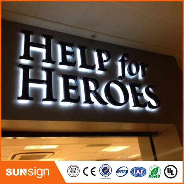 Outdoor 3d letter sign acrylic backlit led channel lettersin