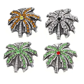 

10PCS/lot New Beauty Rhinestone Coco tree 20MM snap buttons fit DIY snaps bracelets necklaces jewelry wholesale