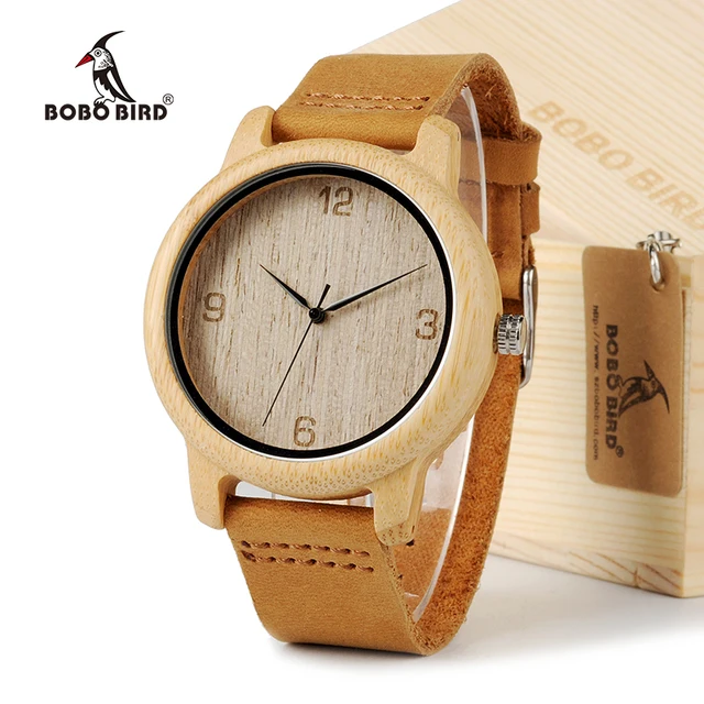 BOBO BIRD L09 Bamboo Wooden Men Wristwatch with Brown Cowhide Leather Strap Japa BOBO BIRD L09 Bamboo Wooden Men Wristwatch with Brown Cowhide Leather Strap Japa