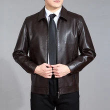 Male Leather clothing 2017 men’s clothing turn-down collar short design casual leather jacket spring and autumn