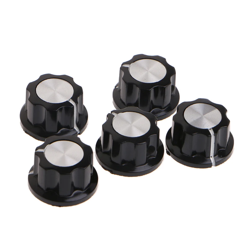 

Hot Sale 5 Pcs MF-A01 Potentiometer Knob Cap Inner 6mm Rotary Switch Bakelite WH118 WX050 New 2017