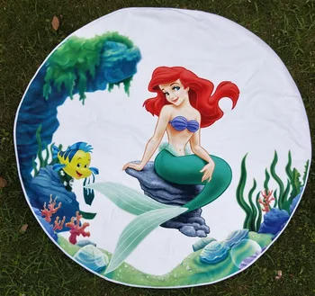 

New Mermaid Microfiber Round Beach Towel 120cm Bath Towels Printed Summer Children Sandy swimming Sunbath Blanket covers
