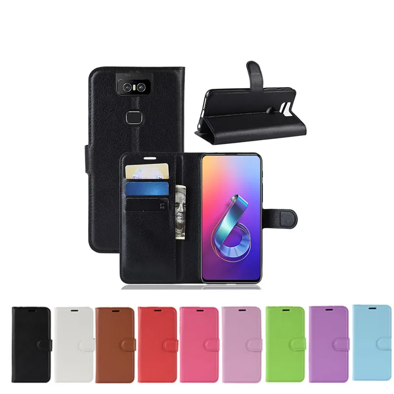 Чехол для телефона с откидной крышкой из искусственной кожи узором Личи ASUS Zenfone 6