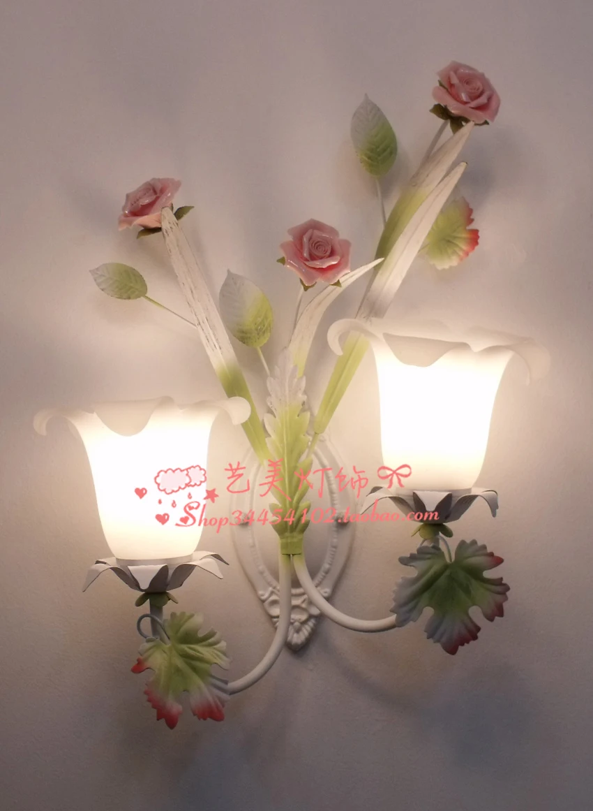 

2012 hot sell Gradient multicolour rustic lamp iron lamp flowers and lights 2 wall lamp aisle lights free shipping