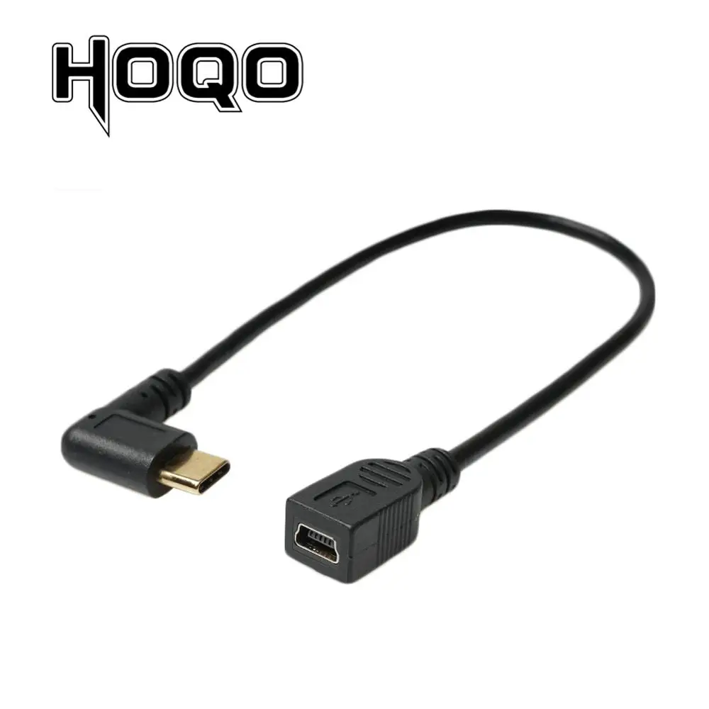 Штекер Mini USB-Type C правый угол кабель-Переходник USB C на мини-флеш-накопитель USB с гнездовым кабель для зарядки и синхронизации данных Мощность кабель Шнур для мобильного жесткого диска Mp4 камеры - Цвет: to Mini Female