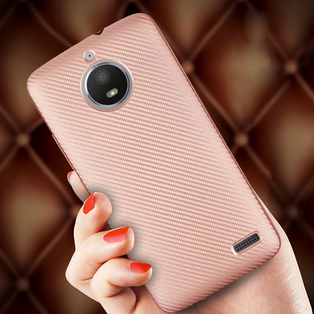 Hatoly для Fundas Motorola Moto E4 чехол ультра-тонкий мягкий ТПУ/углеродное волокно задняя