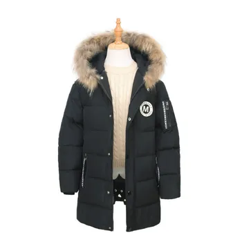

boy Down jacket winter Boys Long Winter Teenages Outerwear Big boyThickened large fur collar warm thick down jacket