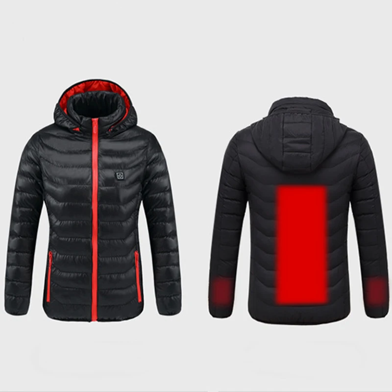 

USB Constant Temperature Waterproof Women Heated Jackets Winter Thermal Warm Hooded Heating Clothing Outdoor Hiking Climbing