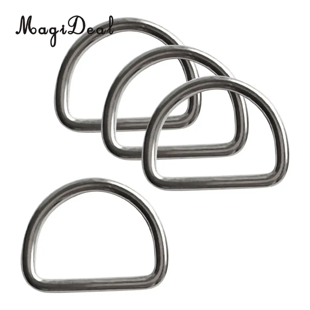 MagiDeal Heavy Duty 4Pcs Diving Scuba D Ring for 30mm Webbing - Marine 316 Stainless Steel for industrial Snorkeling Application