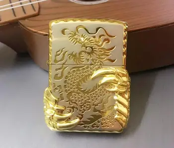 

Free shipping windproof lighters two golden dragon claw