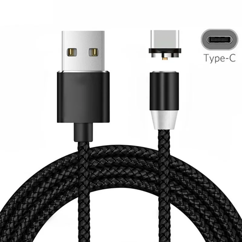 Магнитный USB кабель QC 3,0 быстрое зарядное устройство type C Магнитный зарядный провод для samsung galaxy A20 A30 A40 A50 A70 A80 A8 A9 S8 S9 S10 C9 - Тип штекера: Only Black 1M Cable