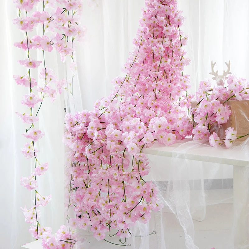 200cm Sakura Rattan Wedding Arch for Home Party Wedding Decoration Vine Artificial Flowers Silk Ivy Wall Hanging Garland Wreath 200cm Sakura Rattan Wedding Arch for Home Party Wedding Decoration Vine Artificial Flowers Silk Ivy Wall Hanging Garland Wreath